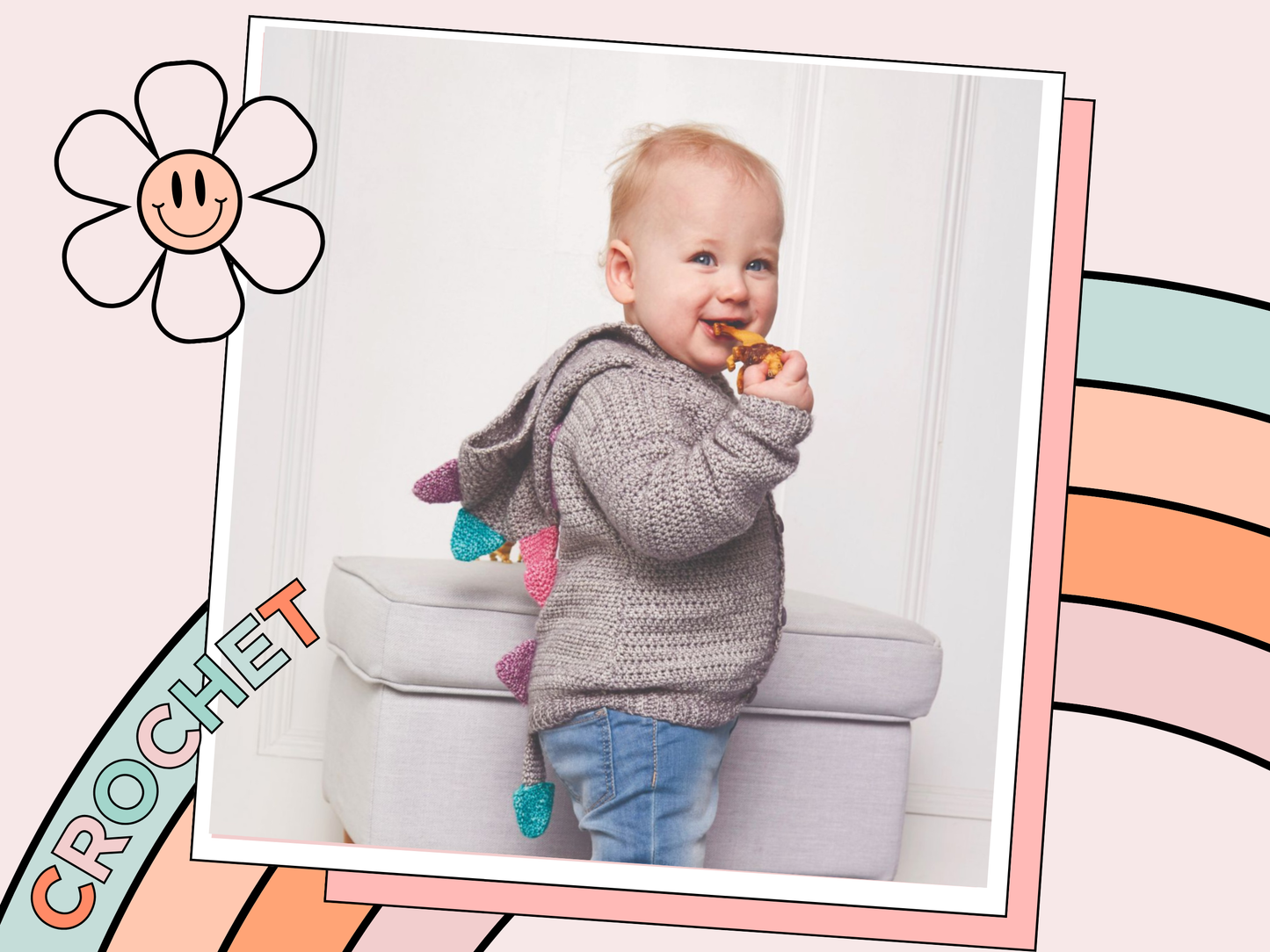 Roary Dinosaur Crochet Hooded Cardigan, Kids Dinosaur Hoodie - Crochet Pattern