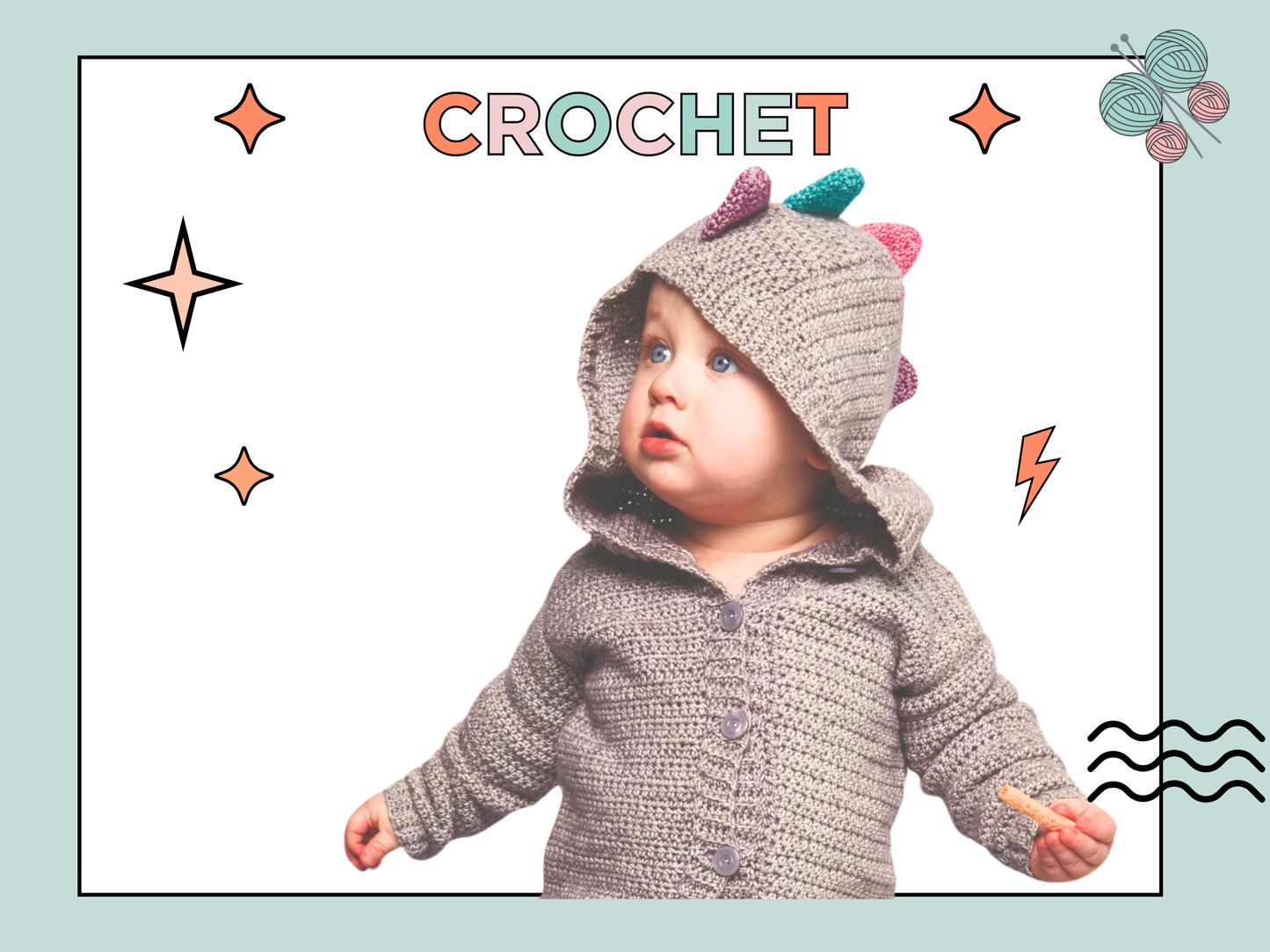 Roary Dinosaur Crochet Hooded Cardigan, Kids Dinosaur Hoodie - Crochet Pattern