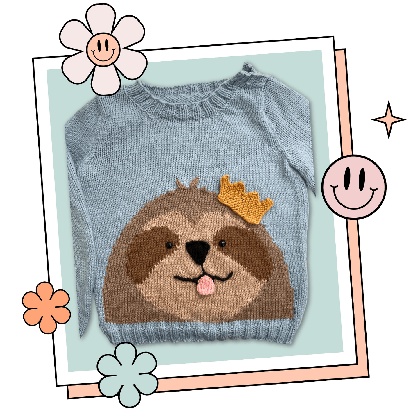 Sidney Sloth, Kids Christmas Jumper - Knitting Pattern - GarmentsJane Burns Designs