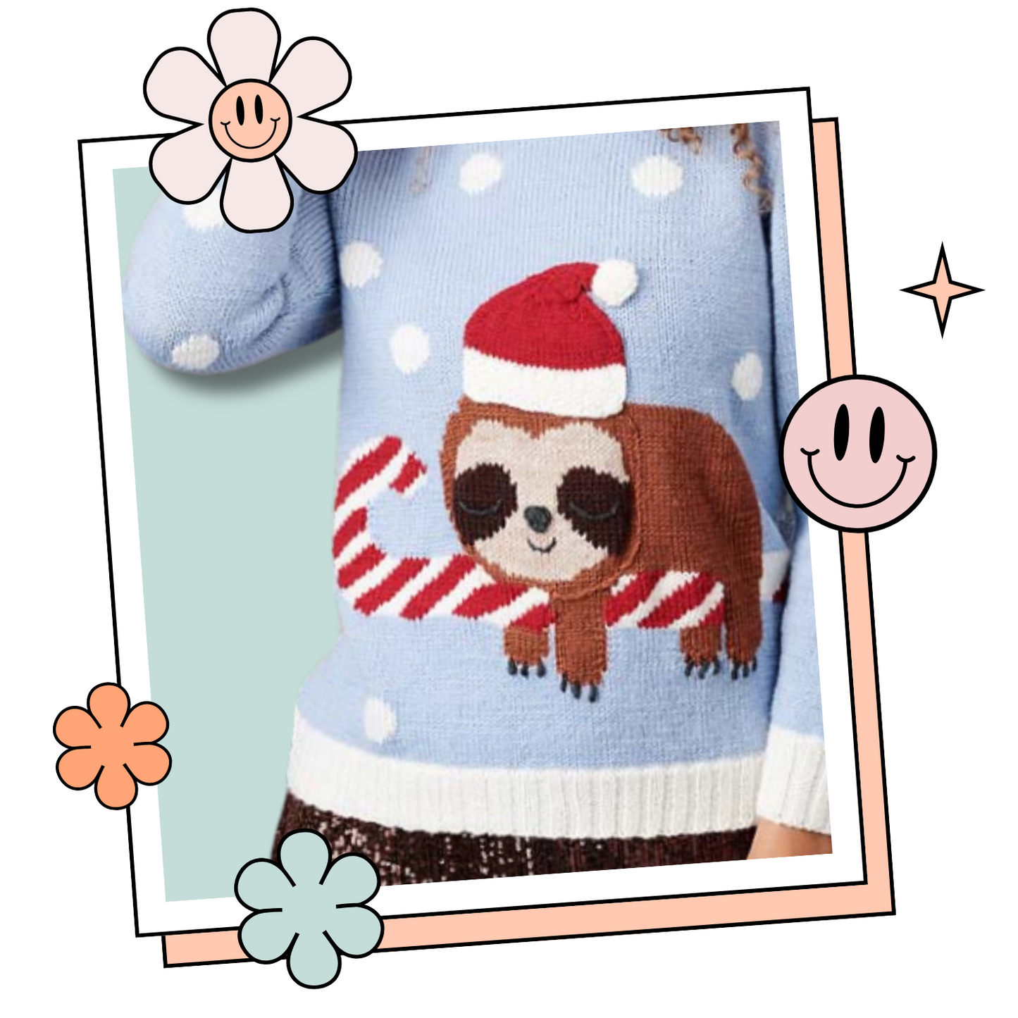 Sleepy Sloth Intarsia Christmas Sweater Knitting Pattern - Adult