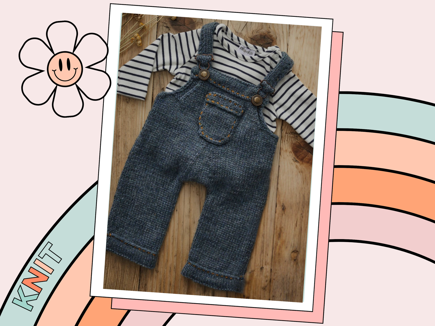 My First Denim Dungarees, Baby Romper - Knitting Pattern