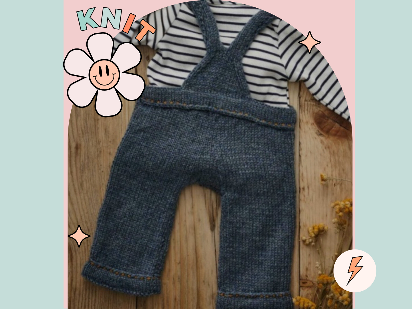 My First Denim Dungarees, Baby Romper - Knitting Pattern