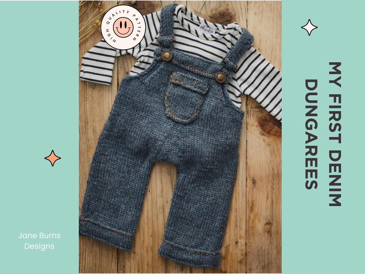 My First Denim Dungarees, Baby Romper - Knitting Pattern