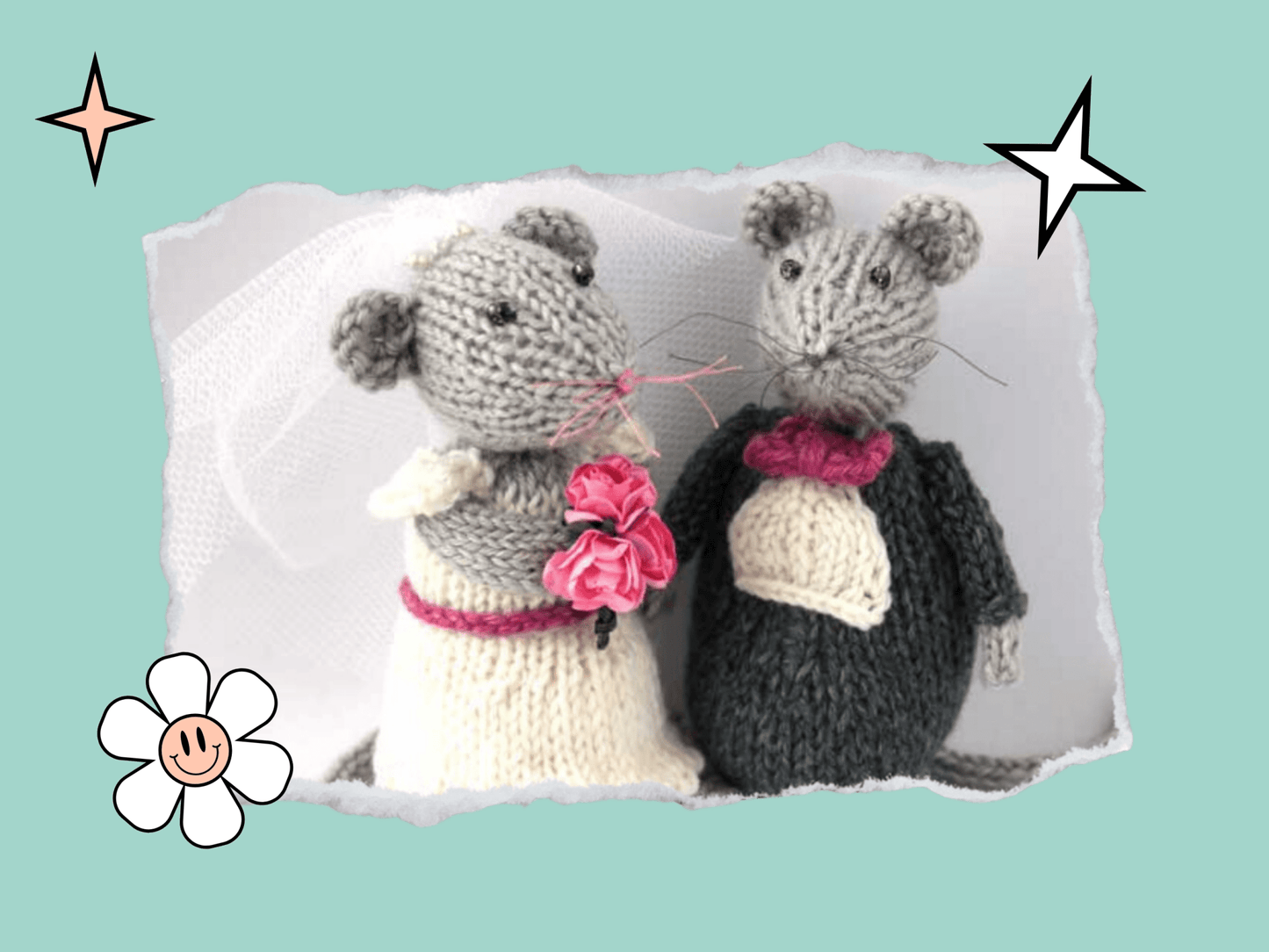 Whisker Knots, Wedding Mice Pattern, Bride & Groom Toys - HomeJane Burns Designs