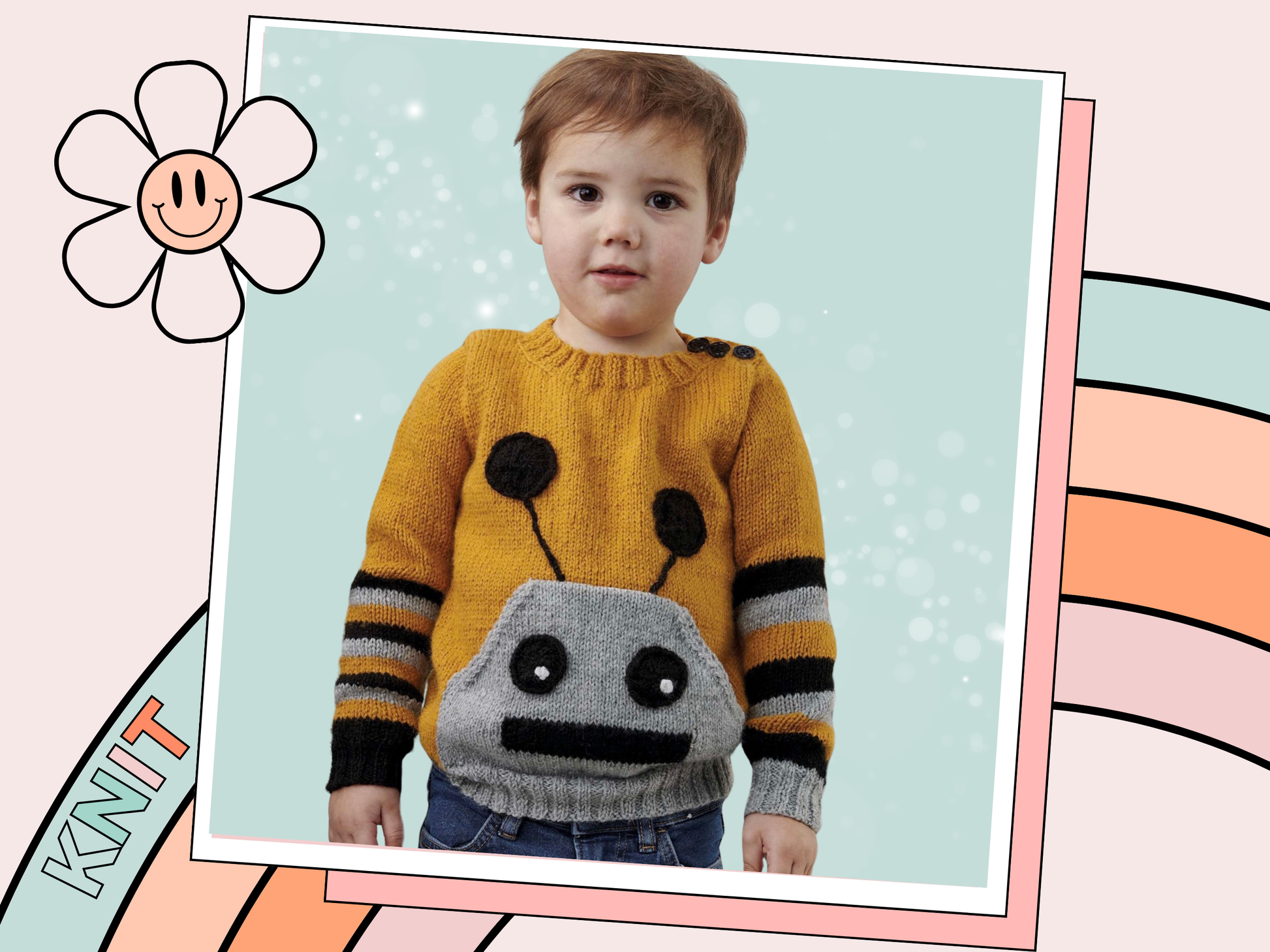 Simple hooded baby cardigan with large frog eyes on the hood. Easy construction, green hoodie knitting pattern jane burns