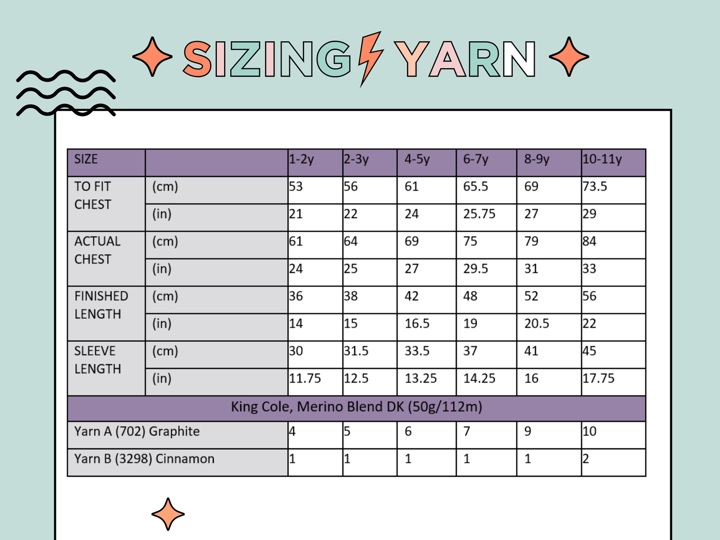 sizing info and yarn requirements for halloween ghost house sweater and mittens knitting pattern by jane burns