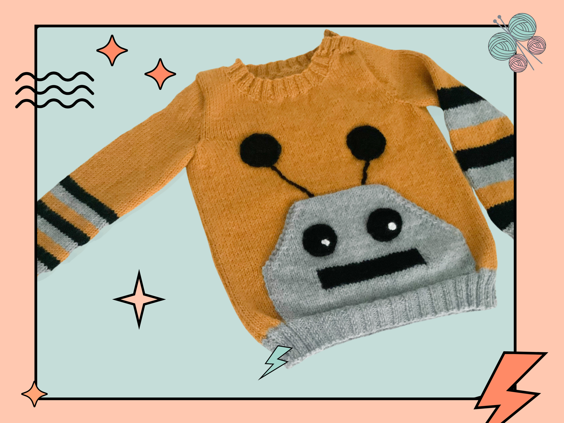 Simple hooded baby cardigan with large frog eyes on the hood. Easy construction, green hoodie knitting pattern jane burns