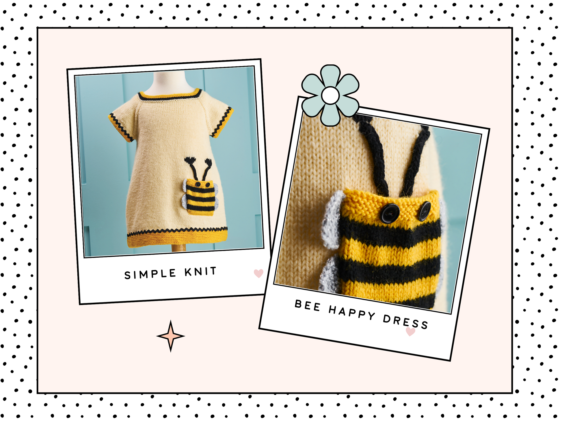Bumble Bee knitted dress pattern, knitted dress knitting pattern, seamless top down construction with bumble pocket and trim jane burns designs