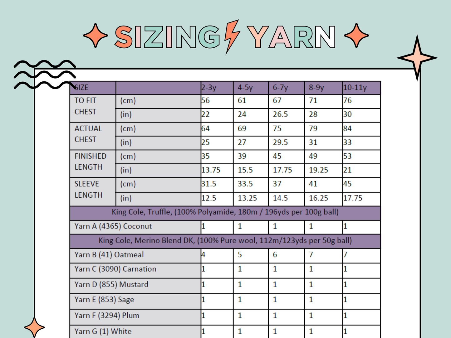 sizing info and yarn requirements for knitting pattern for a fluffy llama kids jumper. beige jumper with pastel stripes around cuff. fluffy llama head with applique ears and roses form this sleepy llama. Llama sweater knitting pattern by jane burns download