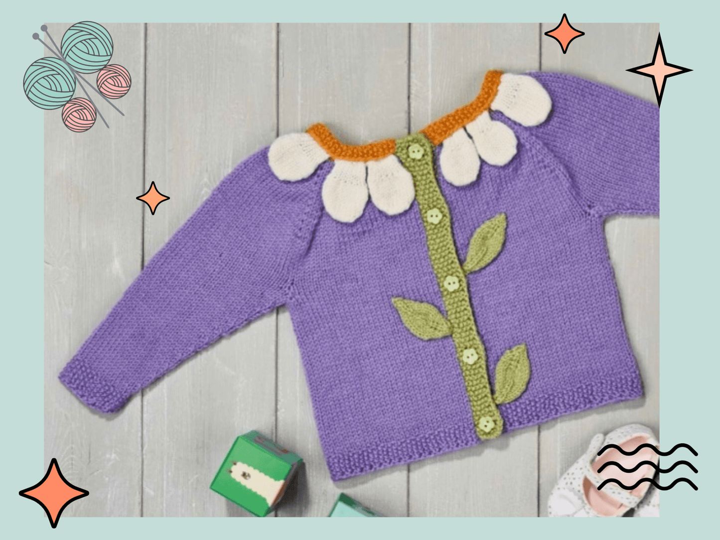 Blooming Petals, Childs Simple Seamless Flower Cardigan - Knitting Pattern - GarmentsJane Burns Designs