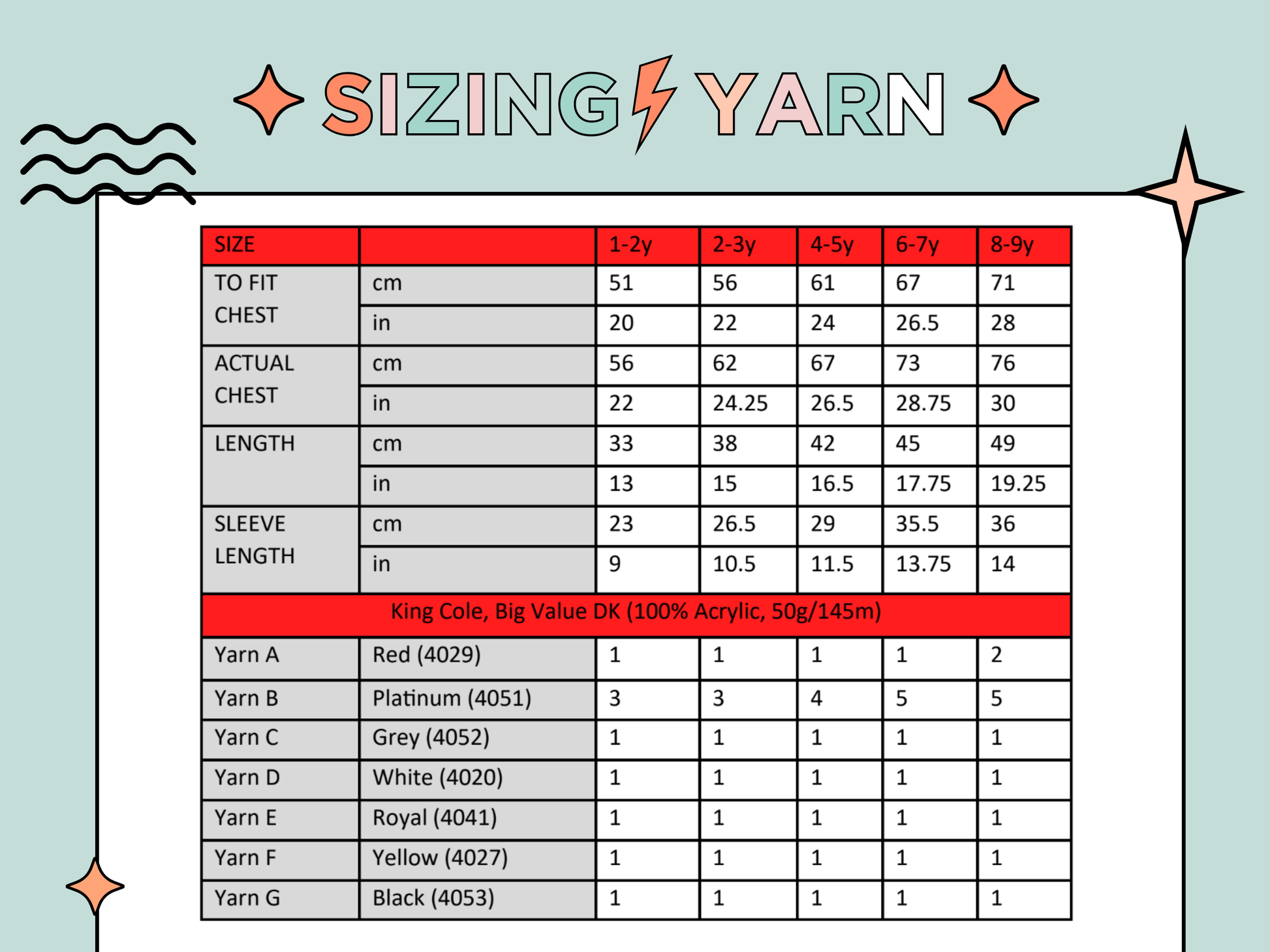 sizing info and yarn requirements for fire engine kids sweater knitting pattern, kids sweater knitting pattern, grey with red and white stripes, a large intarsia fire engine with button details knitting pattern download jane burns