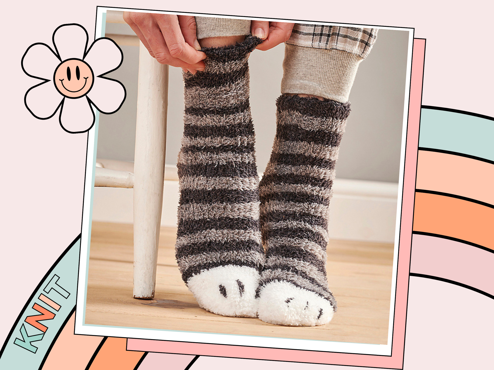 fluffy cat paw socks knitting pattern for the family by jane burns