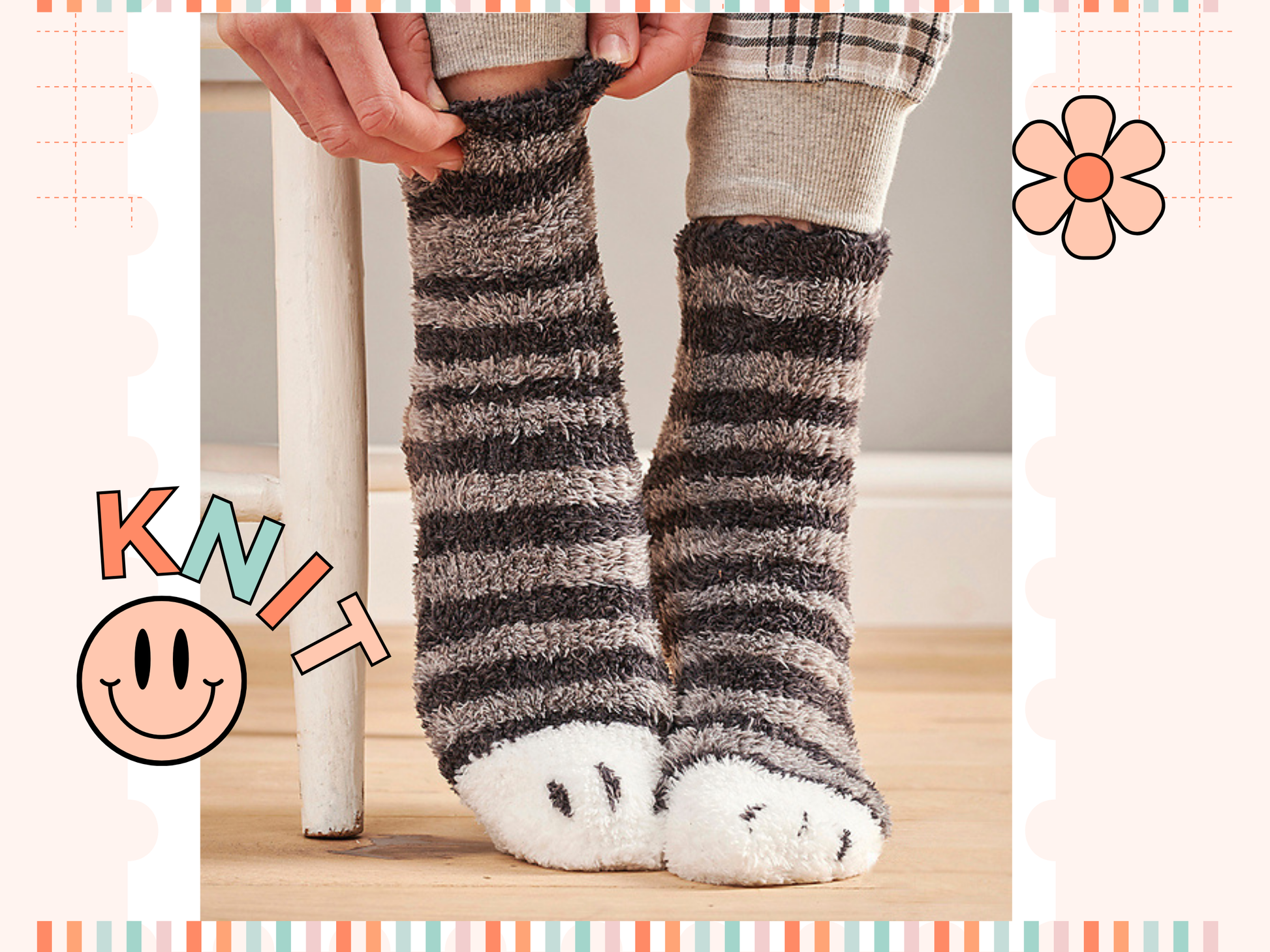 fluffy cat paw socks knitting pattern for the family by jane burns