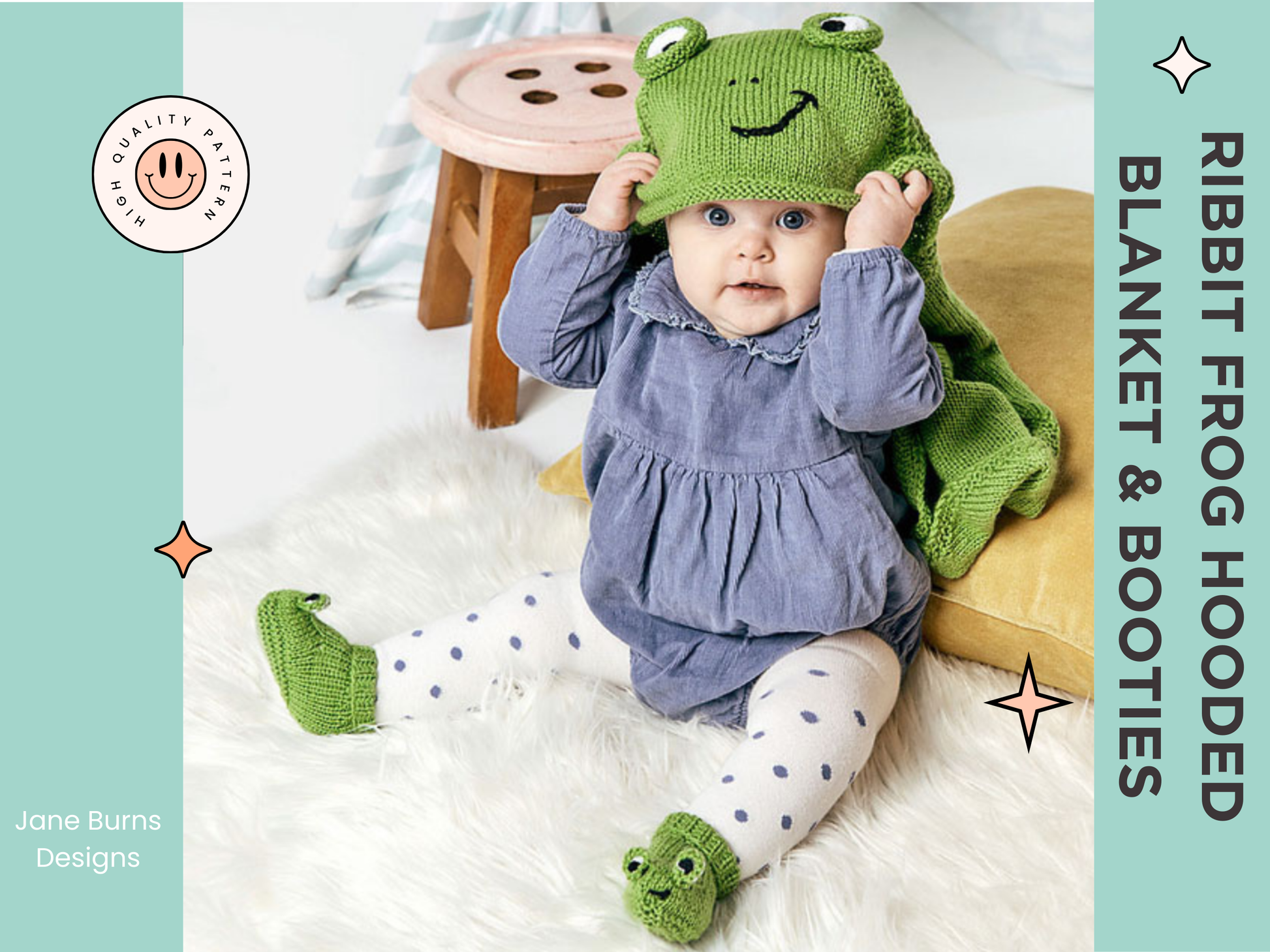 knitted frog character hooded blanket and baby booties knitting pattern for baby shower