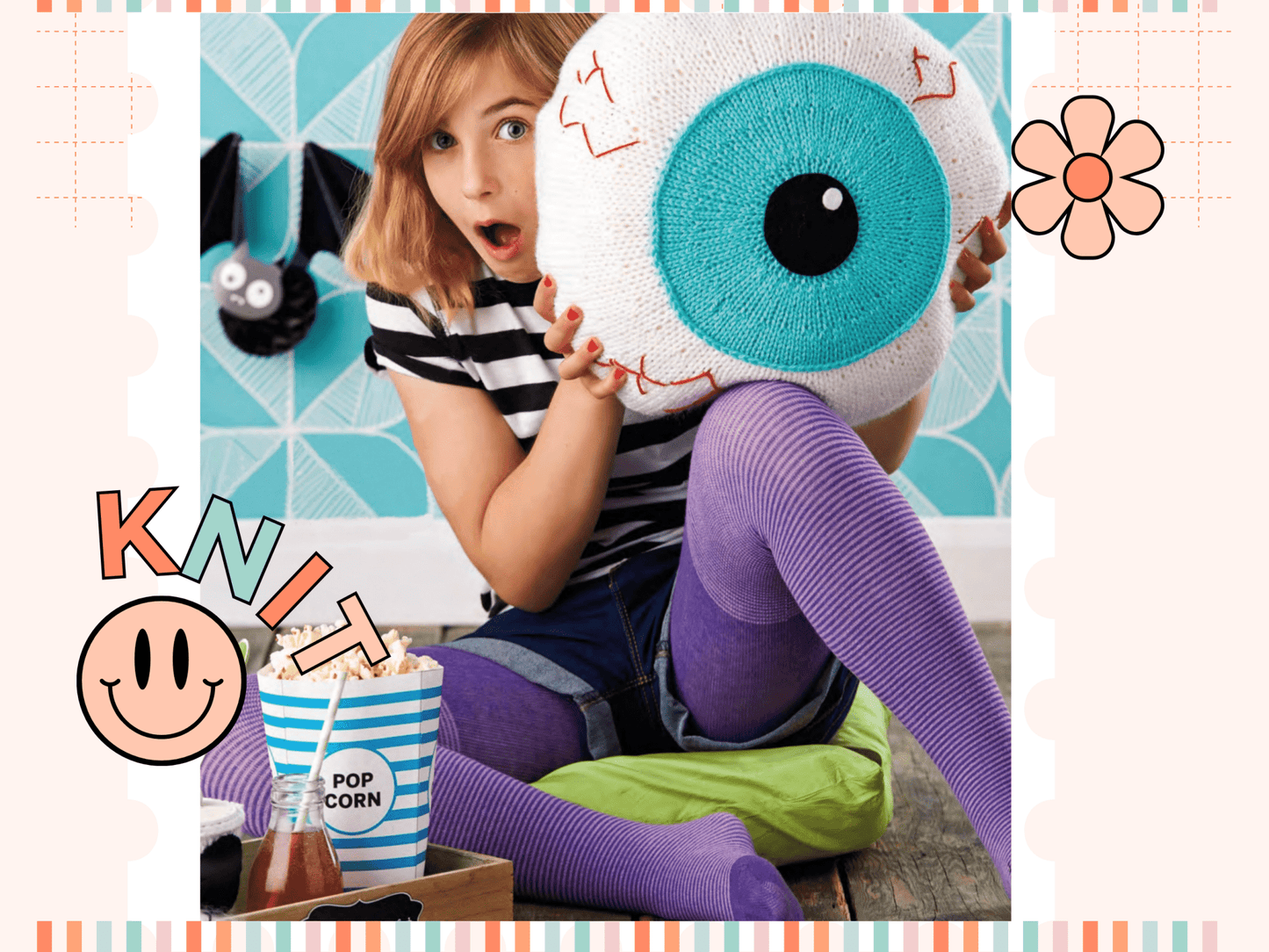 Jeepers Peepers, Halloween Eyeball Cushion - Knitting Pattern - HomeJane Burns Designs