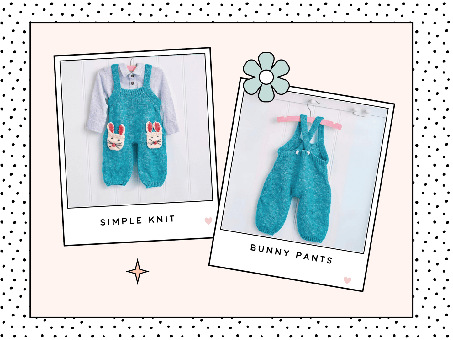 Snowball Bunny Pants, Baby Romper Dungarees - Knitting Pattern - GarmentsJane Burns Designs