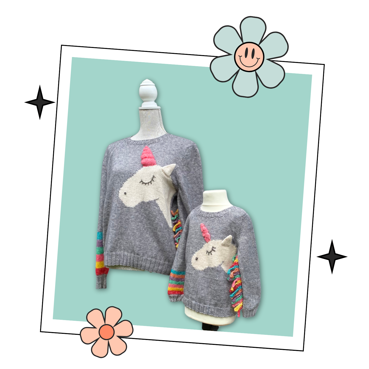 adult unicorn jumper pullover knitting pattern for adult sized unicorn sweater