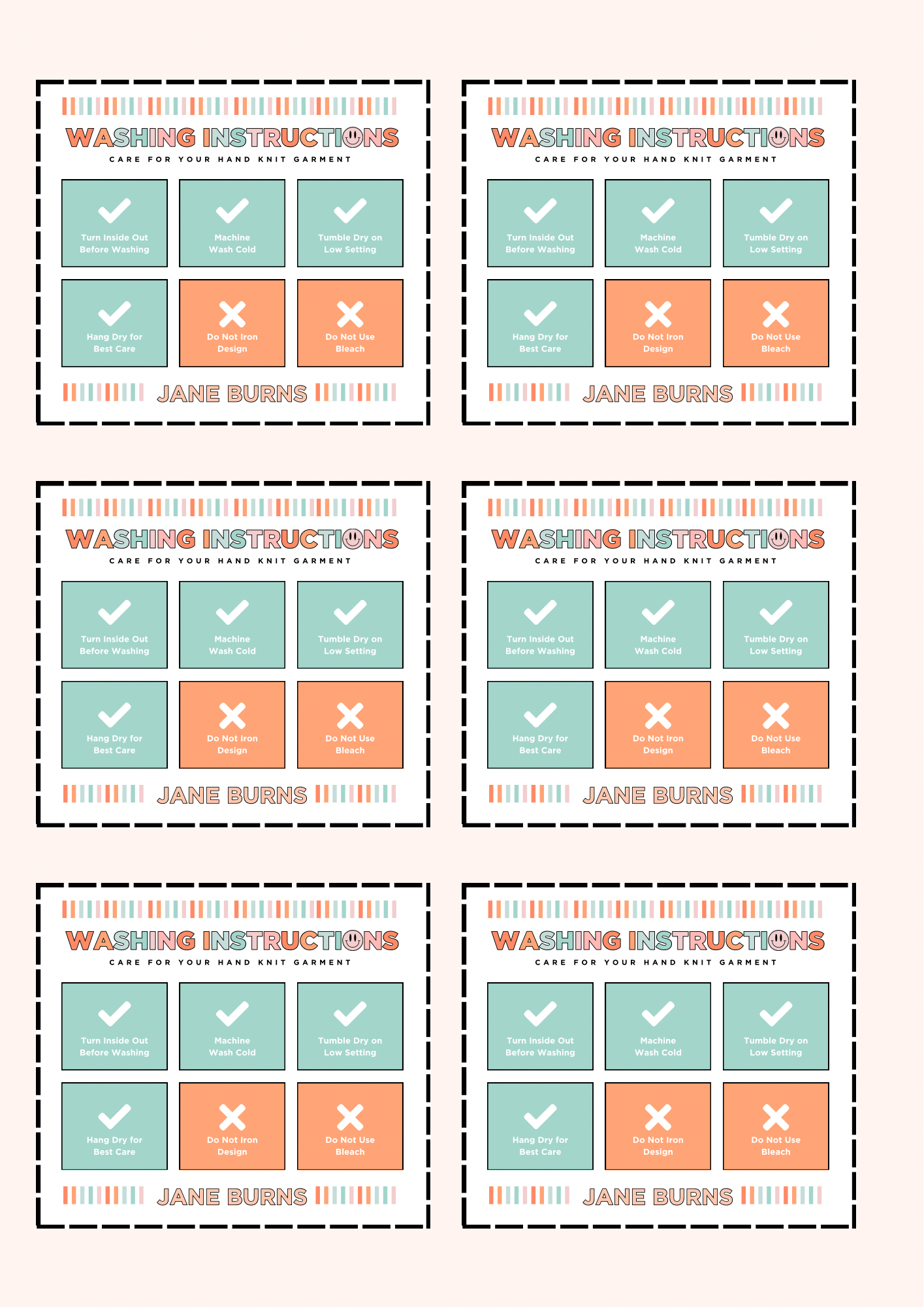 Free Printable Care Labels for Knit and Crochet Gifts