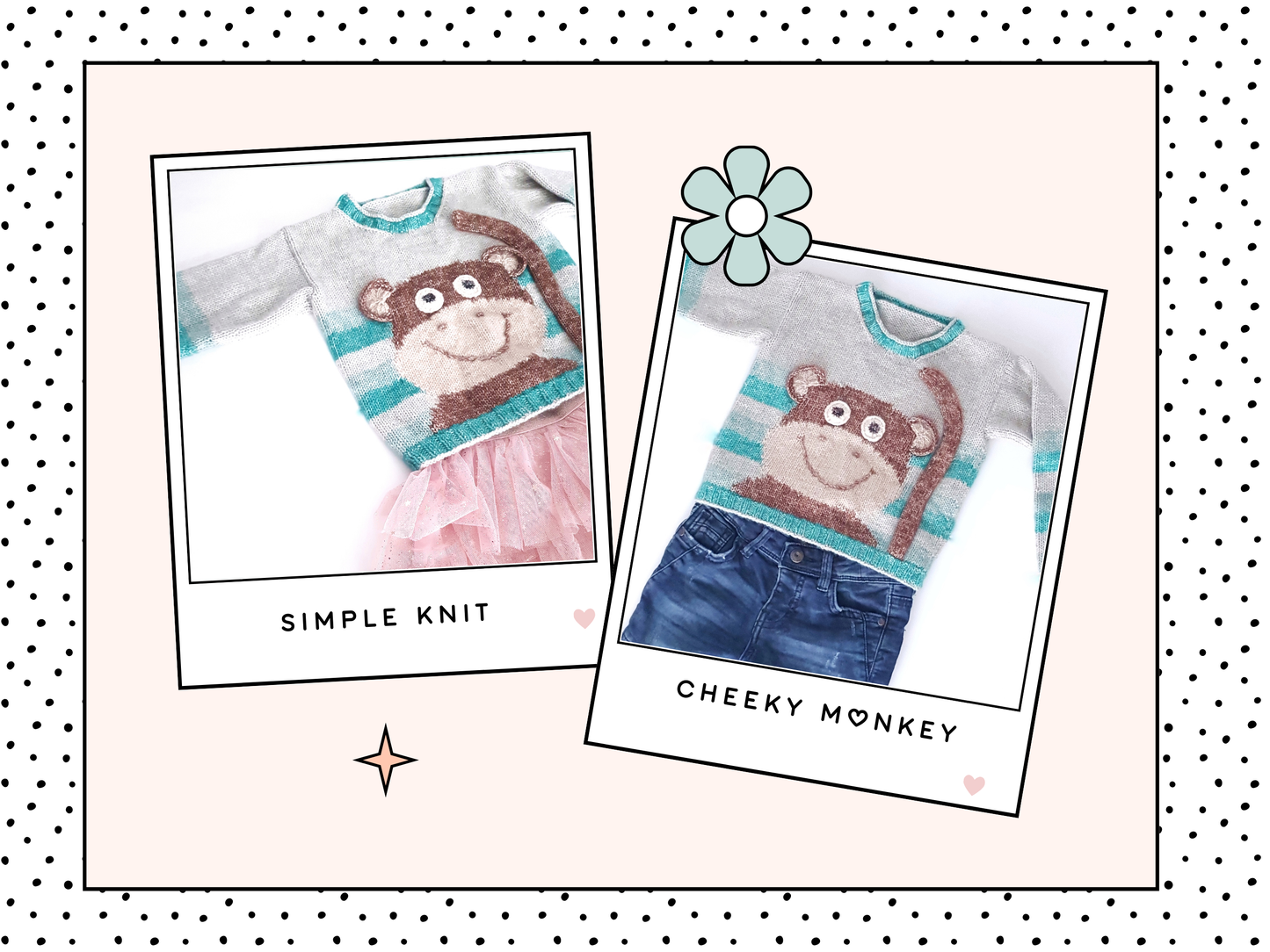 Cheeky Little Monkey Sweater, Simple Kids Intarsia Jumper -  Knitting Pattern