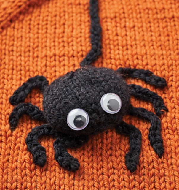 knitting pattern for easy kids cardigan, halloween spider cardigan for kids, knitting pattern by jane burns, halloween costume,
