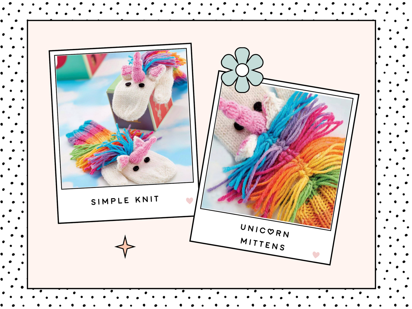 Rainbow Unicorn Mittens for Children - Knitting Pattern - AccessoryJane Burns Designs