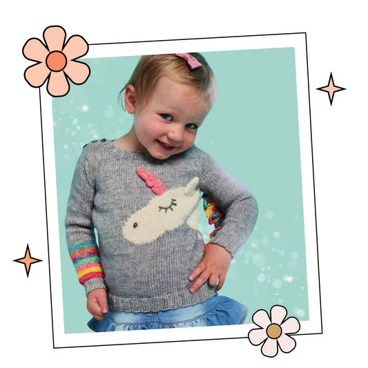 Unicorn & Rainbows KIDS Sweater Pattern, Intarsia Unicorn Jumper - Knitting Pattern