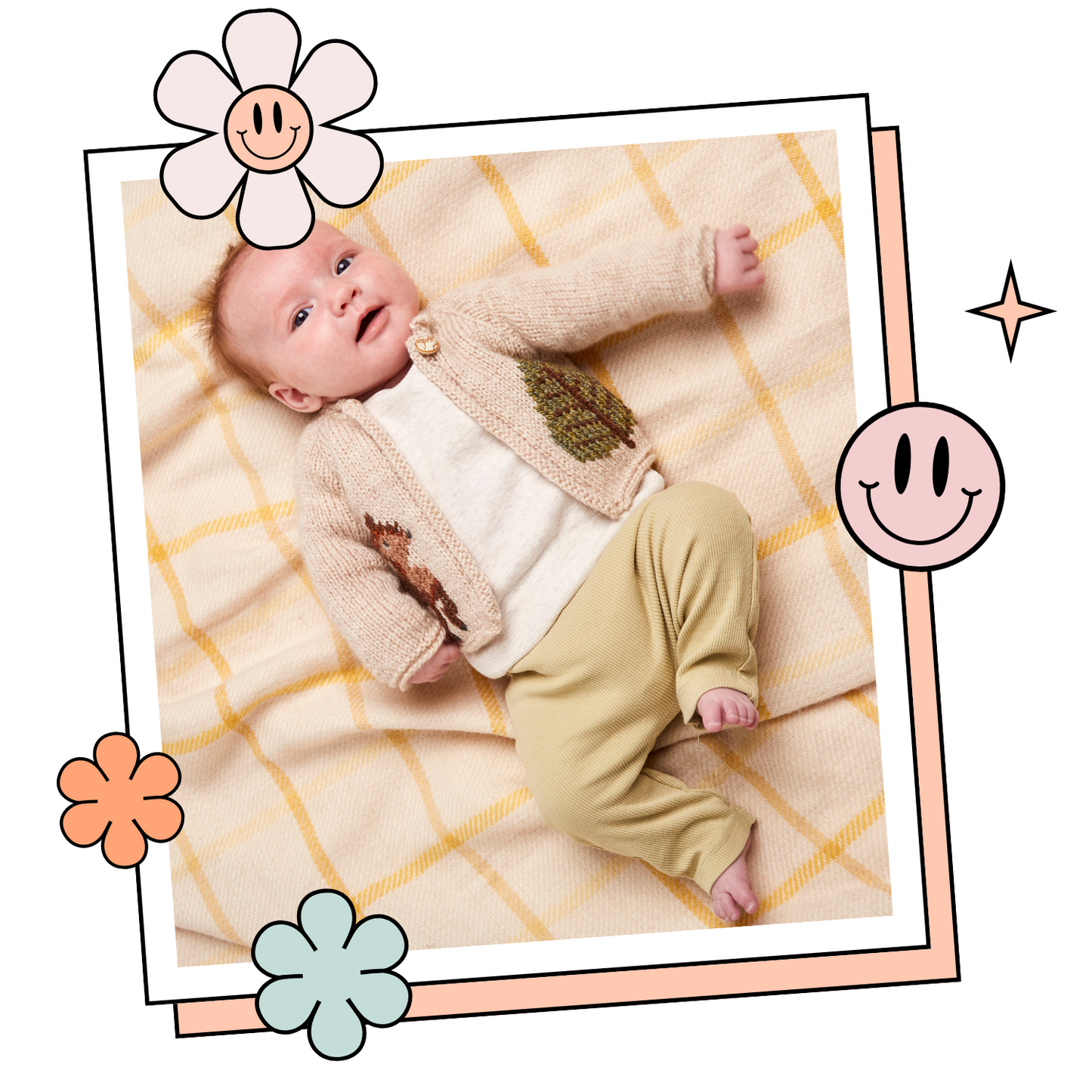 Forest Fawn, Baby Deer Simple Cardigan - Knitting Pattern