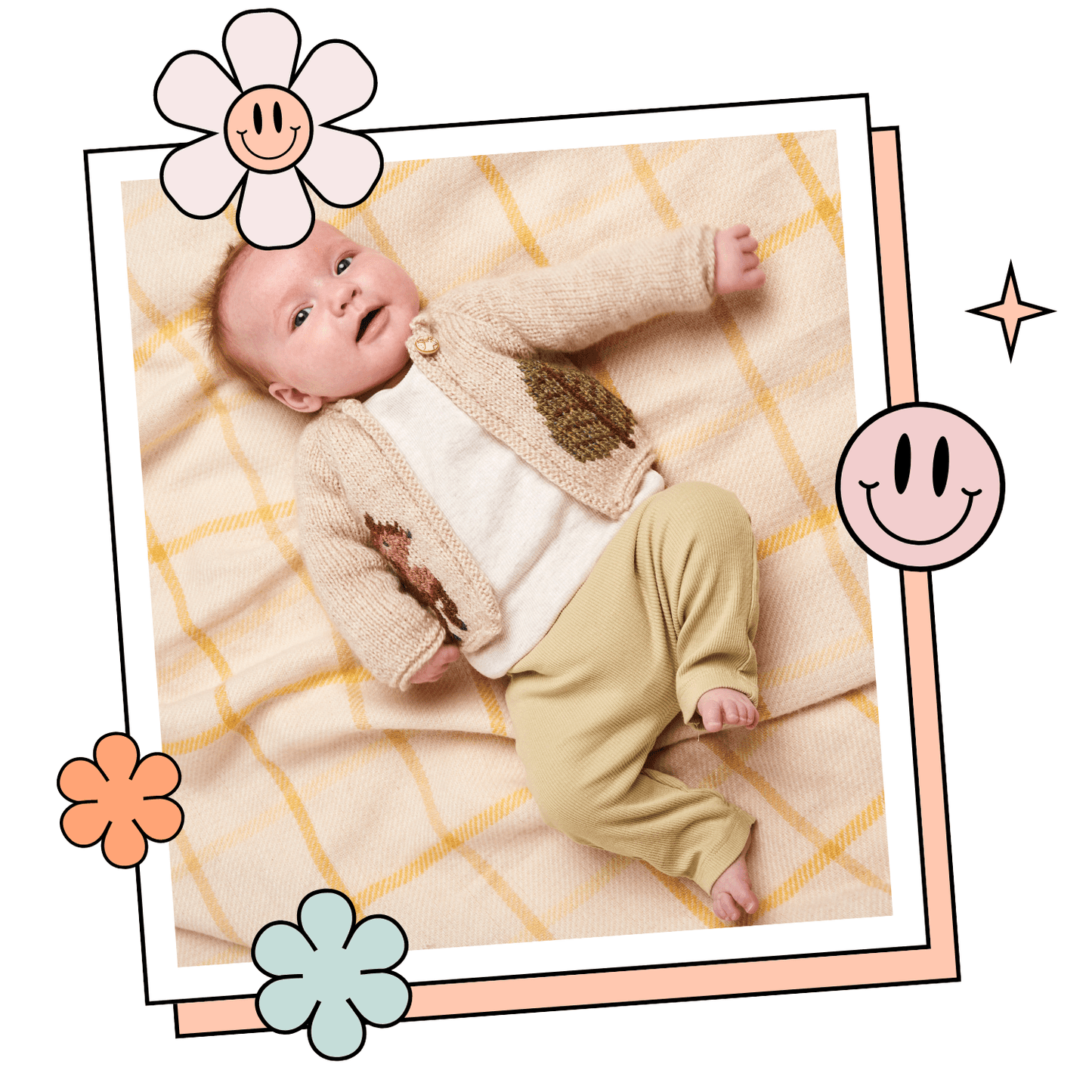 Forest Fawn, Baby Deer Simple Cardigan - Knitting Pattern - GarmentsJane Burns Designs
