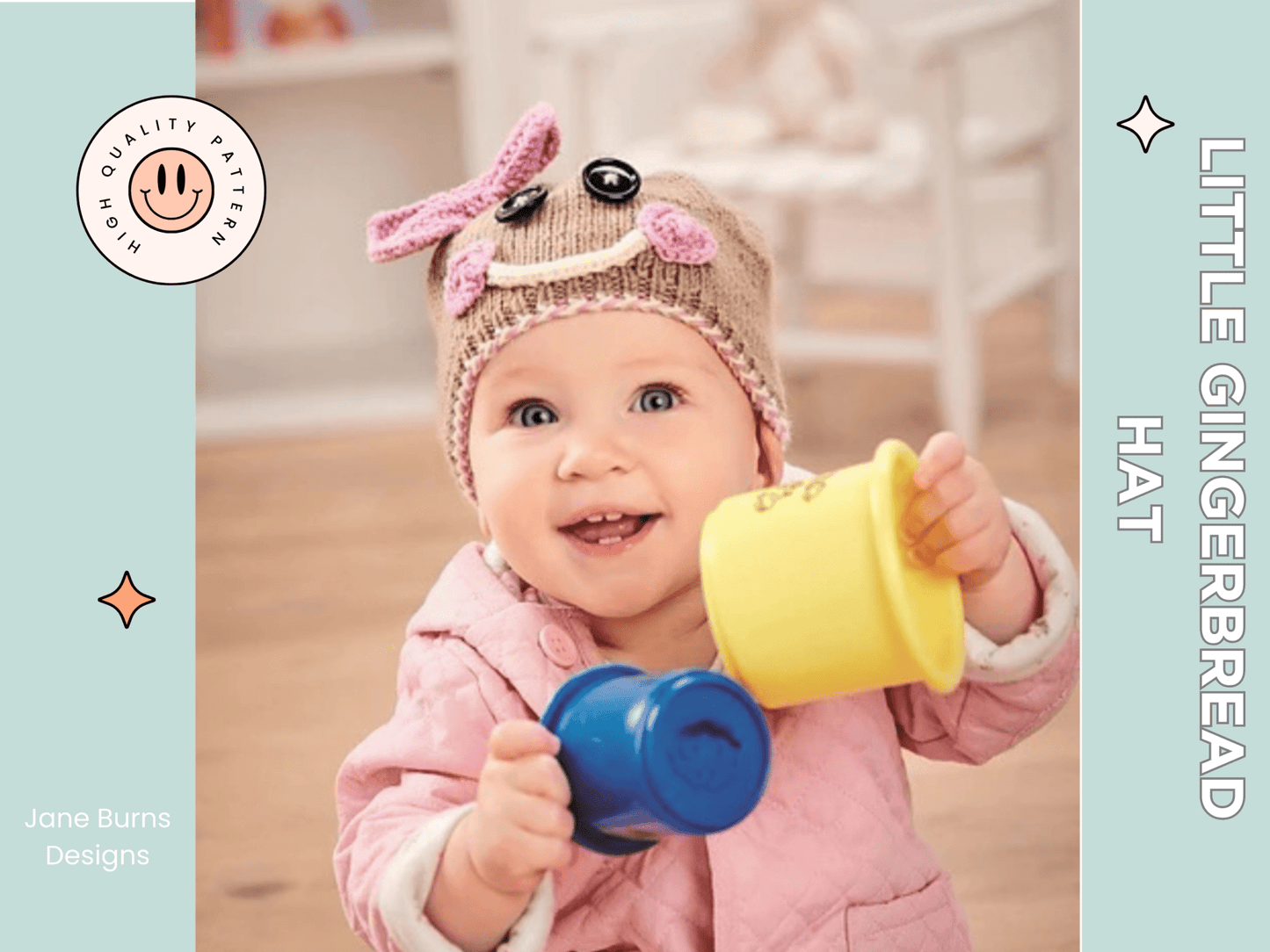 Little Gingerbread Hat, Baby & Child Christmas Hat - Knitting Pattern - AccessoryJane Burns Designs