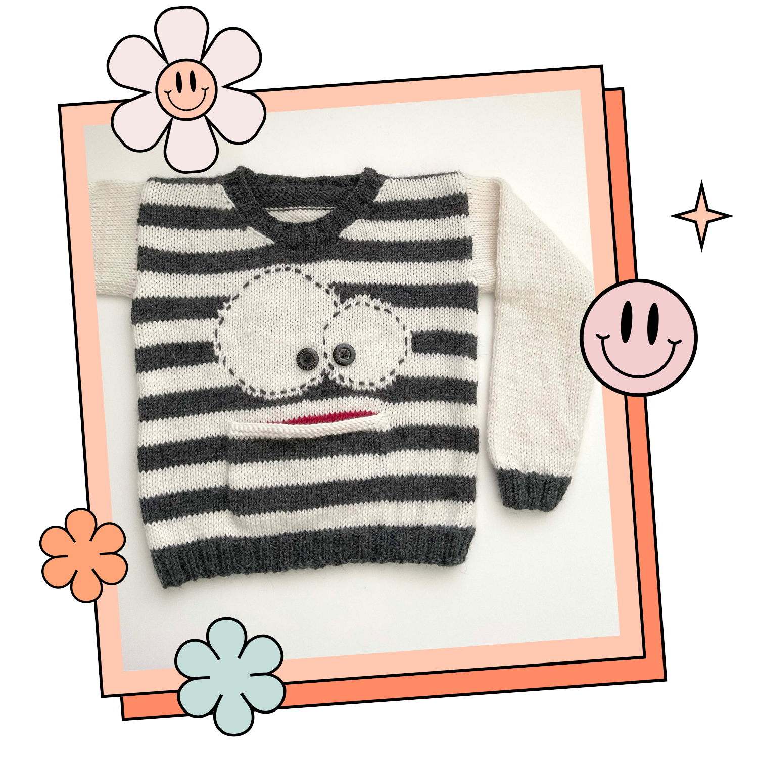 Monster Mouth Scary Halloween Kids Jumper Knitting Pattern