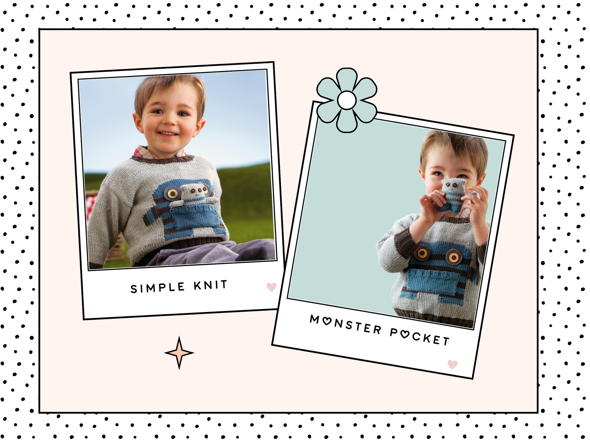 monster motif jumper with large pocket mouth and matching monster toy knitting pattern jane burns