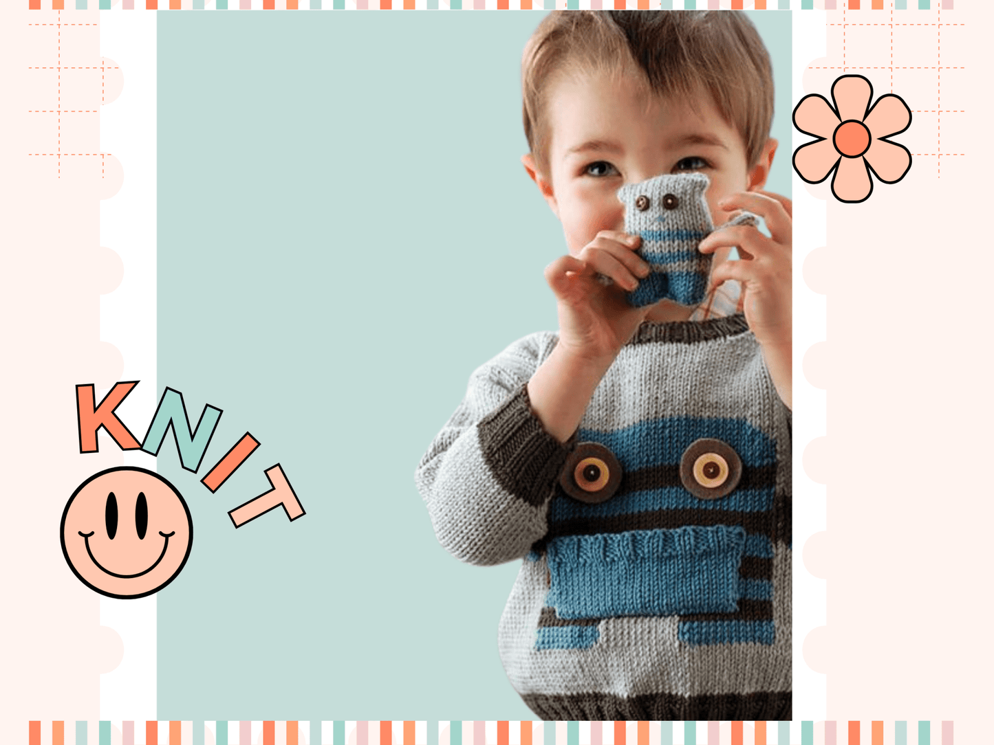 Monster Pocket Pal Toy & Intarsia Jumper - Knitting Pattern - GarmentsJane Burns Designs