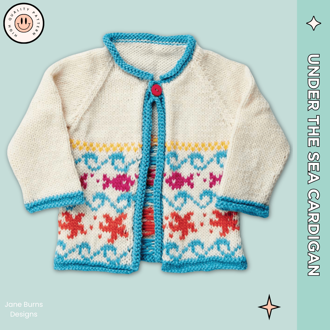 Under the Sea Cardigan, Nautical Baby Sweater - Knitting Pattern - GarmentsJane Burns Designs