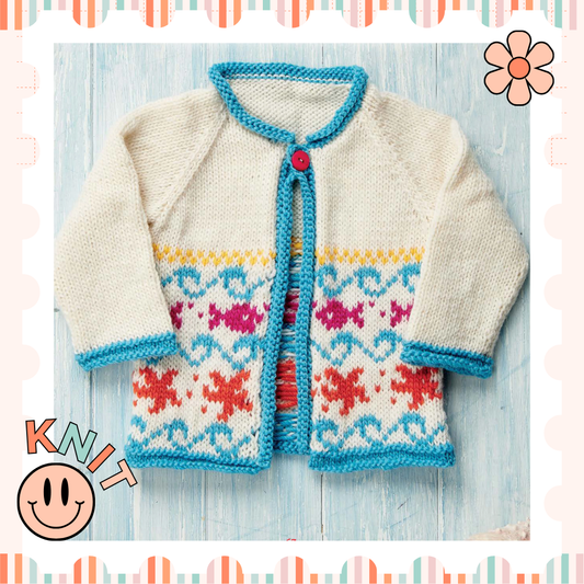 under the sea fish baby cardigan knitting pattern