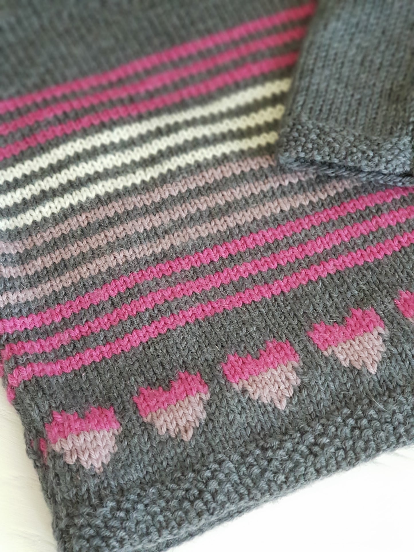 Love Heart Kids Sweater & Cowl Set - Knitting Pattern