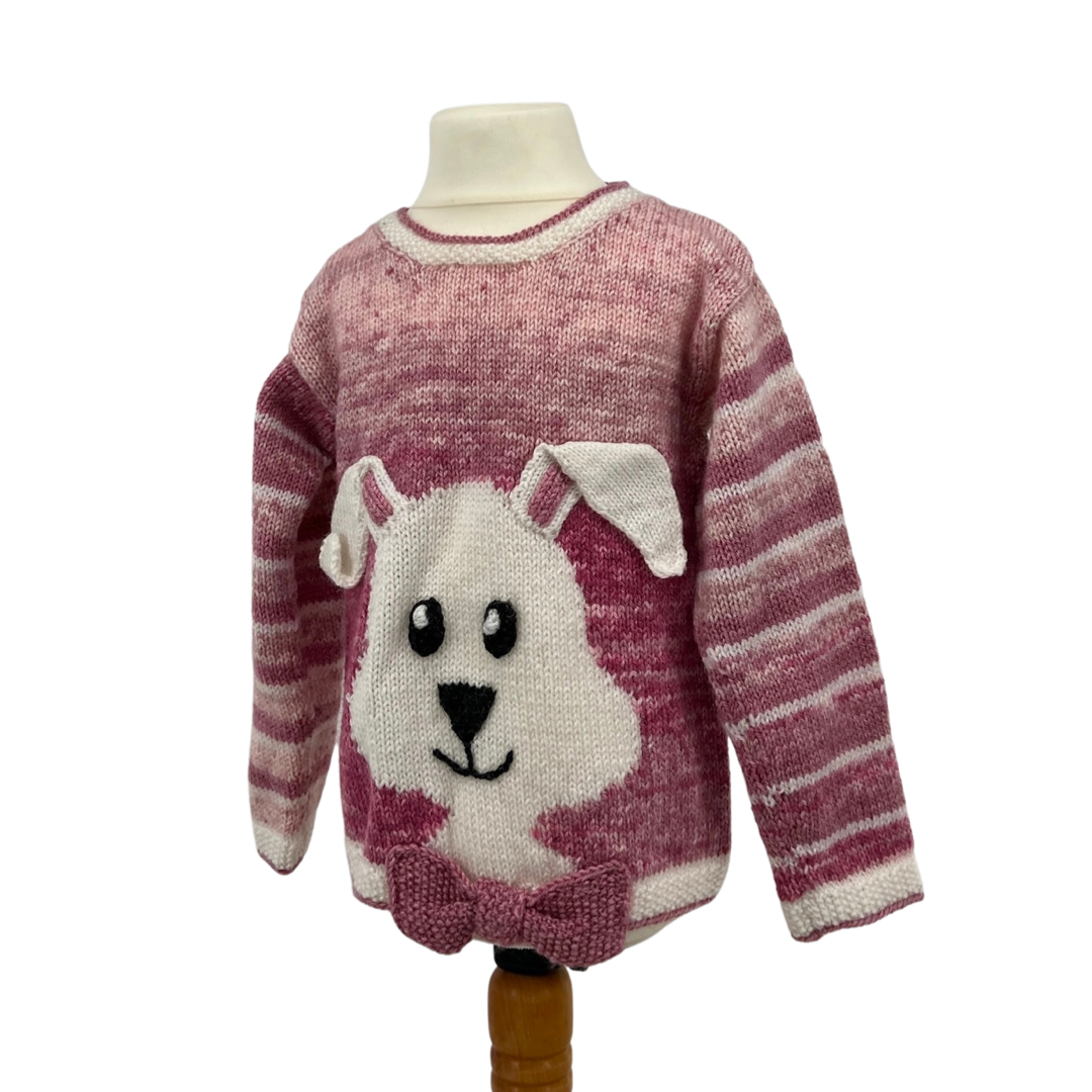 Bunny Hop Pullover, kids rabbit easter jumper knitting pattern