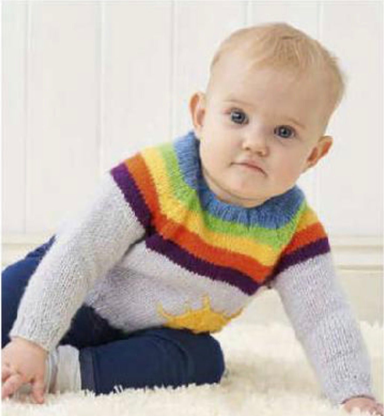 Over the Rainbow, Simple Seamless Baby Sweater - Knitting Pattern - GarmentsJane Burns Designs