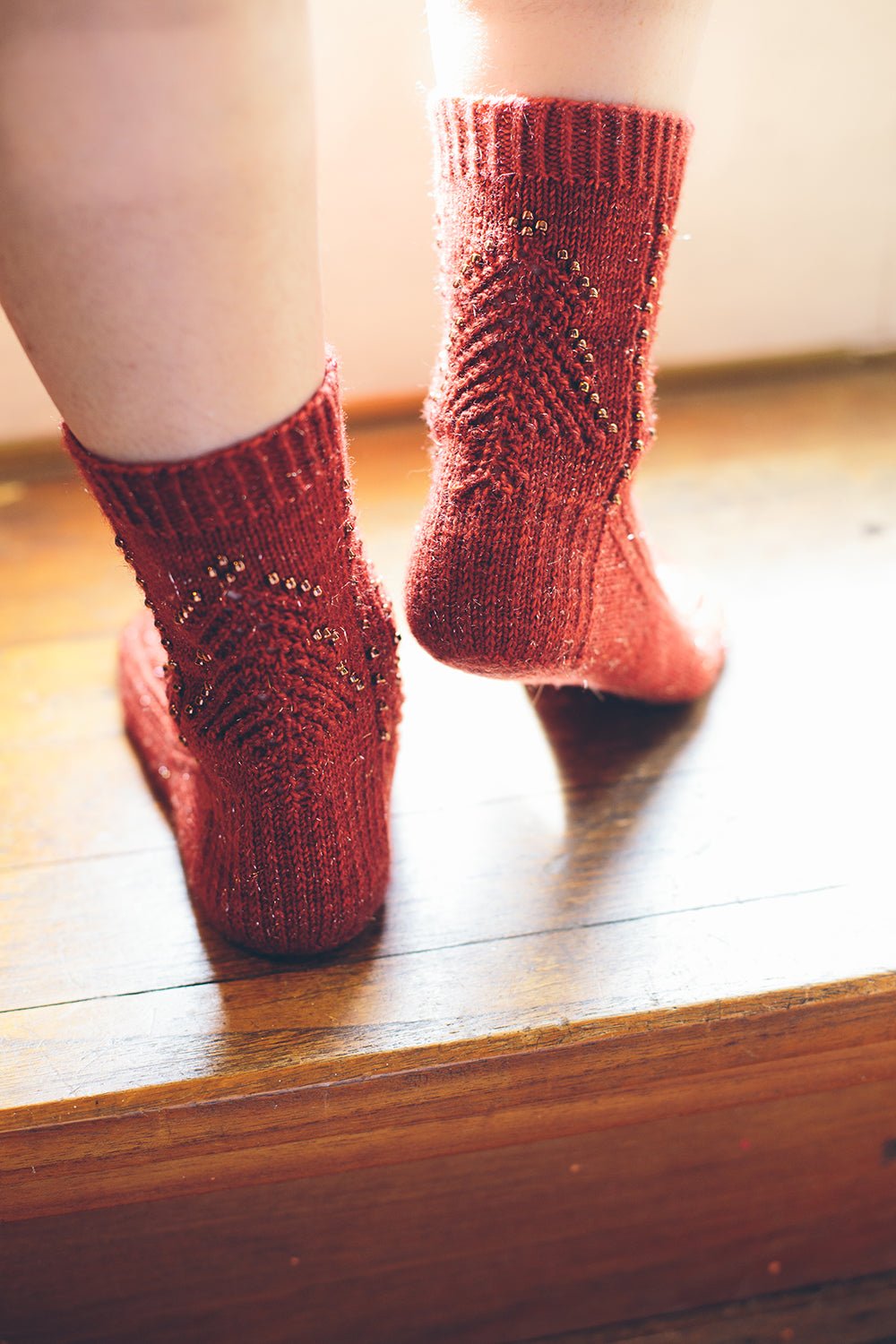 Sparkle Christmas Tree, Beaded Socks - Knitting Pattern - SocksJane Burns Designs