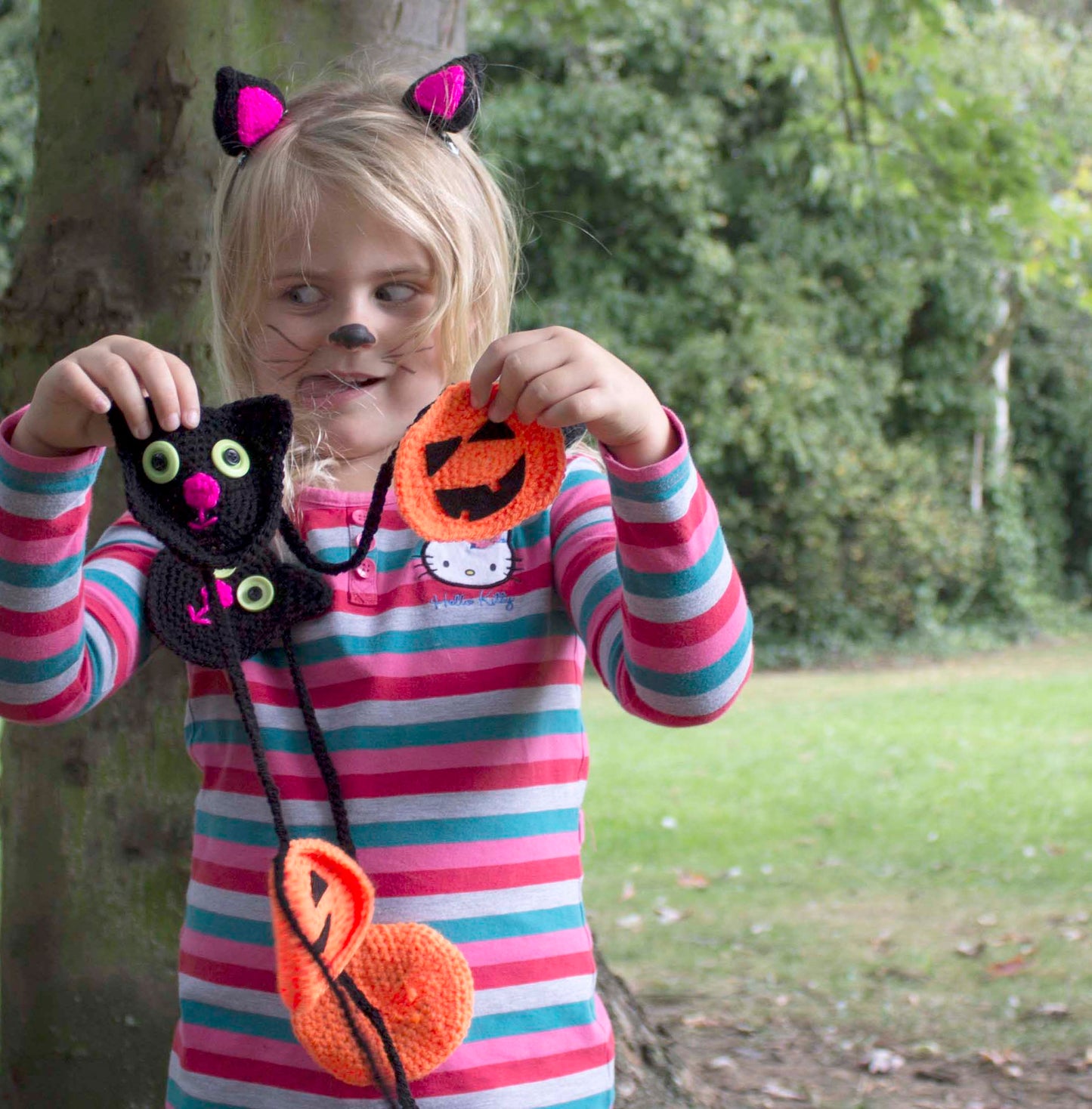 Black Cat & Pumpkin Crochet Bunting, Halloween Garland - Crochet Pattern