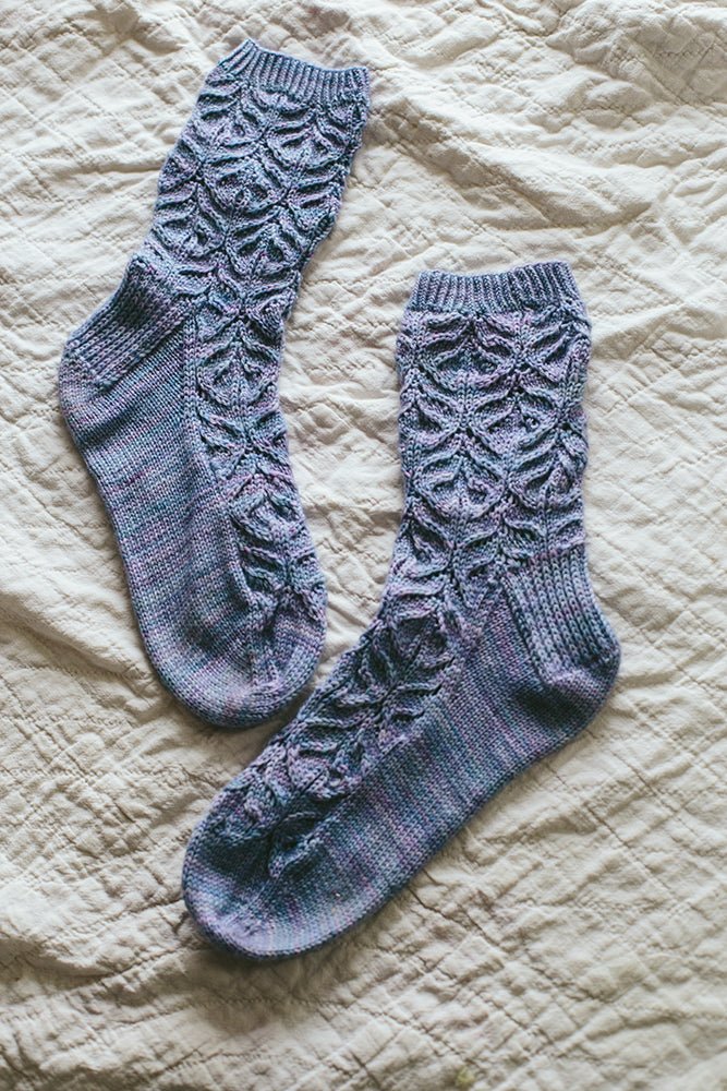 Teasel Socks, Cable and Lace Socks - Knitting Pattern - SocksJane Burns Designs