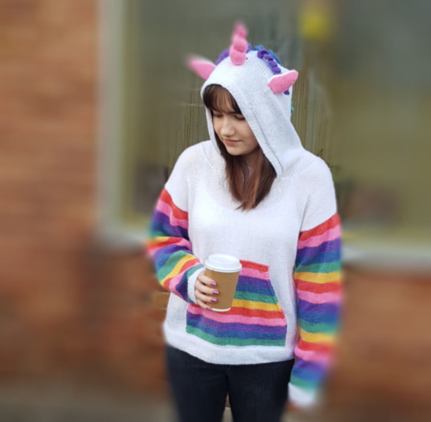 Adult mystical unicorn hoodie pattern jane burns knitting