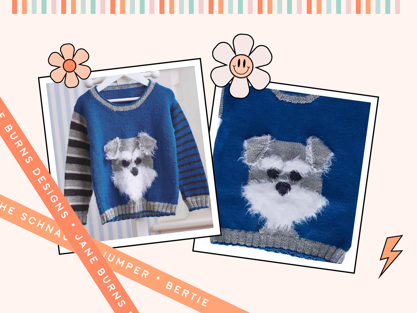 Bertie the Schnauzer. Kids Intarsia Dog Sweater - Knitting Pattern