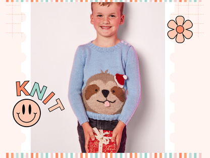 Sidney Sloth, Kids Christmas Jumper - Knitting Pattern