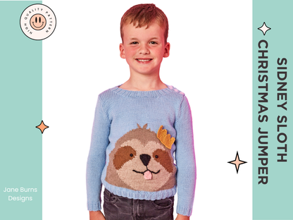 Sidney Sloth, Kids Christmas Jumper - Knitting Pattern