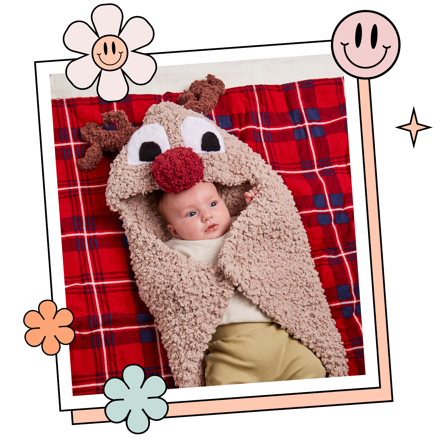 prancer reindeer hooded baby blanket knitting pattern jane burns