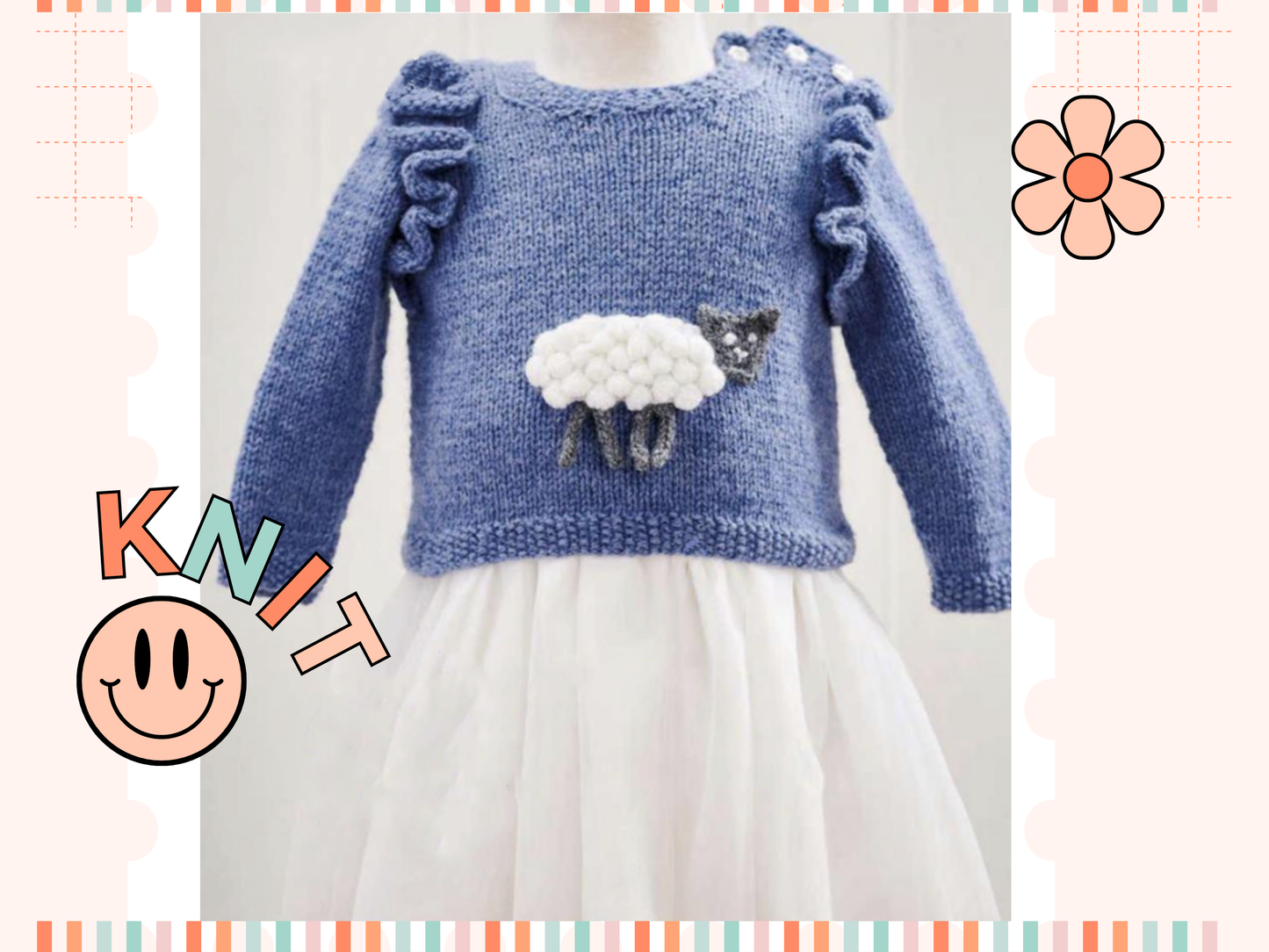 sheep frills, baby lamb frilly jumper knitting pattern jane burns