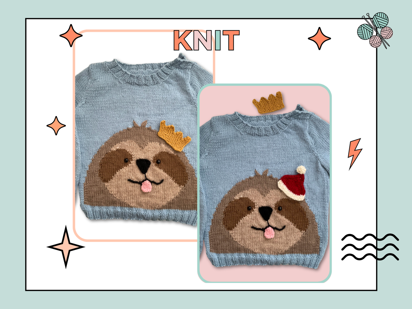 Sidney Sloth, Kids Christmas Jumper - Knitting Pattern