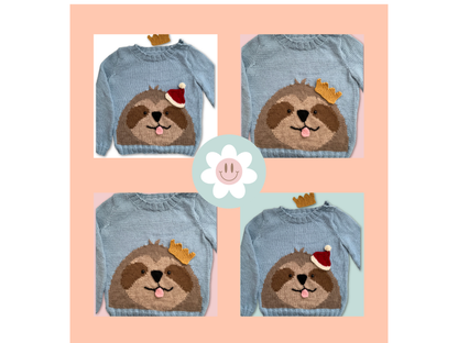 Sidney Sloth, Kids Christmas Jumper - Knitting Pattern