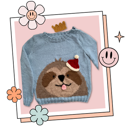 Sidney Sloth, Kids Christmas Jumper - Knitting Pattern