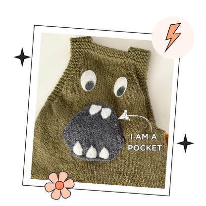 Monster Pants, Baby Dinosaur Romper Knitting Pattern - Download